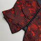 90s Brocade Corset top in Black with Vibrant Red - Impeccable Tailoring with Satin Edging & Buttons up the front - Incredibly Sexy Piece - Versatile & High Quality Fabric