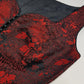 90s Brocade Corset top in Black with Vibrant Red - Impeccable Tailoring with Satin Edging & Buttons up the front - Incredibly Sexy Piece - Versatile & High Quality Fabric
