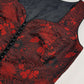 90s Brocade Corset top in Black with Vibrant Red - Impeccable Tailoring with Satin Edging & Buttons up the front - Incredibly Sexy Piece - Versatile & High Quality Fabric