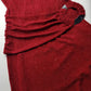 Iconic 90s Super Sexy Red Sparkle Gown - Absolutely Beautiful Silhouette & Hip Ruching with Silver Hardware Buckle that clings to the hip perfectly- Red with Red cast Diamonds in the fabric - Stretch body hugging high quality fabric