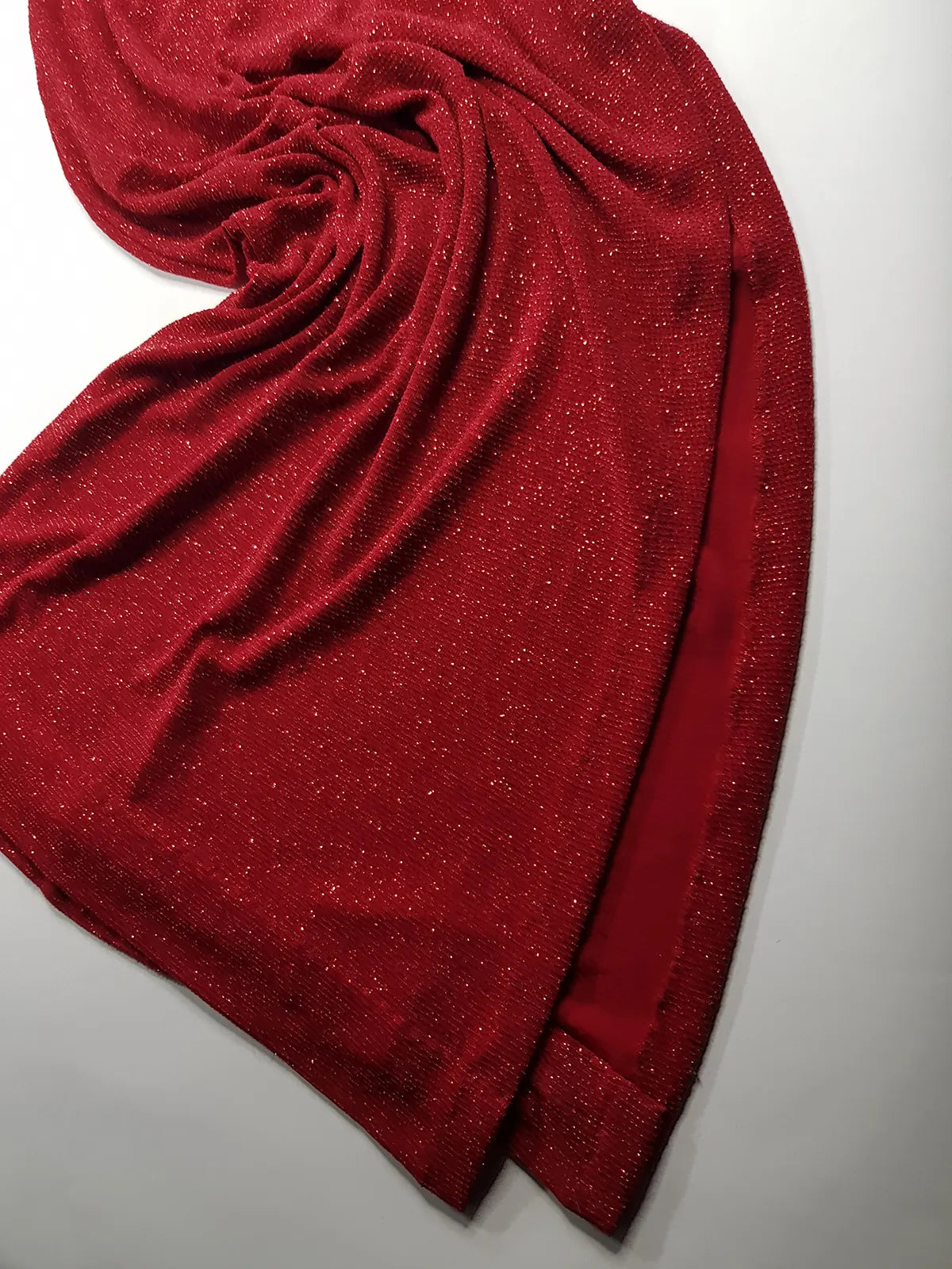 Iconic 90s Super Sexy Red Sparkle Gown - Absolutely Beautiful Silhouette & Hip Ruching with Silver Hardware Buckle that clings to the hip perfectly- Red with Red cast Diamonds in the fabric - Stretch body hugging high quality fabric