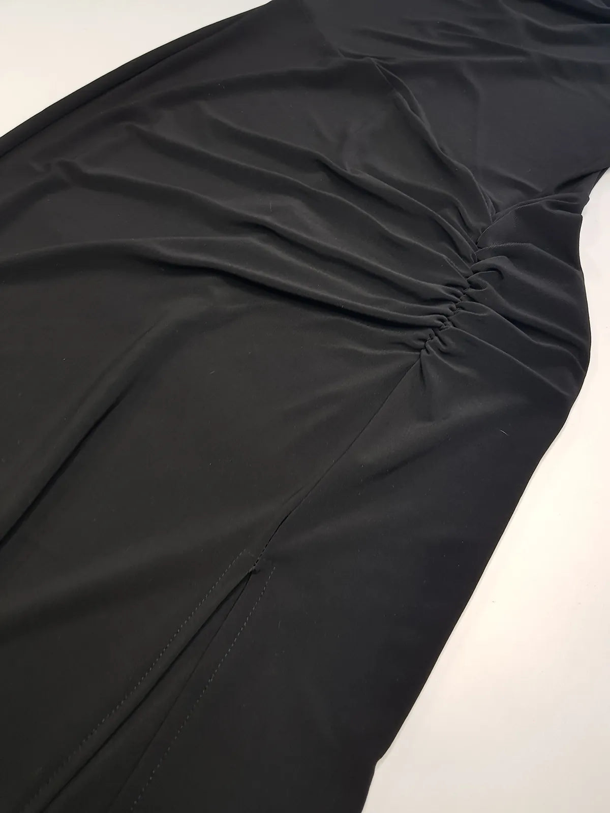 Iconic 90s Super Sexy Crystal Encrusted One Shoulder Gown - Absolutely Beautiful Silhouette & Hip Ruching - Black with Diamonds - Stretch body hugging high quality fabric