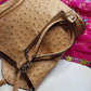 Authentic Vintage Italian Ostrich Leather Bag - Designer Pelle Di Giada Ostrich Handbag - Silver Hardware - Single Exterior Pocket