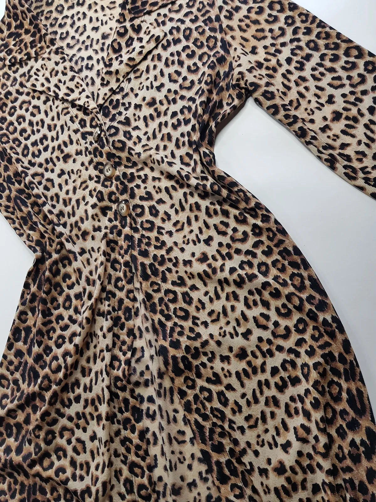 90s Wild Cheetah Print Light Sheer Mesh Hourglass Duster Coat - Floor Length & Buttons at waist - Splits up the sides & Open front - High Quality Piece