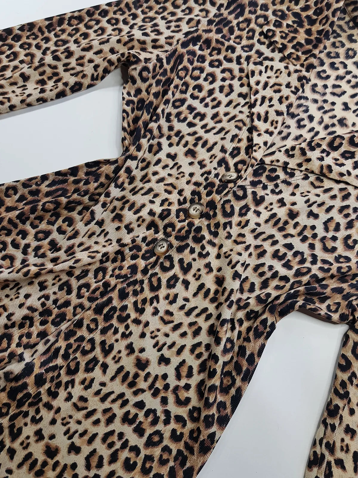 90s Wild Cheetah Print Light Sheer Mesh Hourglass Duster Coat - Floor Length & Buttons at waist - Splits up the sides & Open front - High Quality Piece