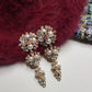 2000s Encrusted Sparkling Pearls & Crystals Drop Earrings - Very Dolce & Gabbana Vintage Couture Style - Ultra Sparkly - For Piericed Ears