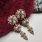 2000s Encrusted Sparkling Pearls & Crystals Drop Earrings - Very Dolce & Gabbana Vintage Couture Style - Ultra Sparkly - For Piericed Ears