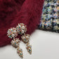 2000s Encrusted Sparkling Pearls & Crystals Drop Earrings - Very Dolce & Gabbana Vintage Couture Style - Ultra Sparkly - For Piericed Ears