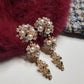 2000s Encrusted Sparkling Pearls & Crystals Drop Earrings - Very Dolce & Gabbana Vintage Couture Style - Ultra Sparkly - For Piericed Ears