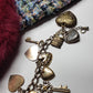80s Vintage Romantic Whimsigoth Heart Padlocks & Keys Charm Bracelet in Mixed metals - Heavy & Beautiful Antique Metals - Engraved Hearts