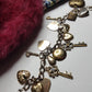 80s Vintage Romantic Whimsigoth Heart Padlocks & Keys Charm Bracelet in Mixed metals - Heavy & Beautiful Antique Metals - Engraved Hearts
