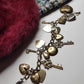 80s Vintage Romantic Whimsigoth Heart Padlocks & Keys Charm Bracelet in Mixed metals - Heavy & Beautiful Antique Metals - Engraved Hearts