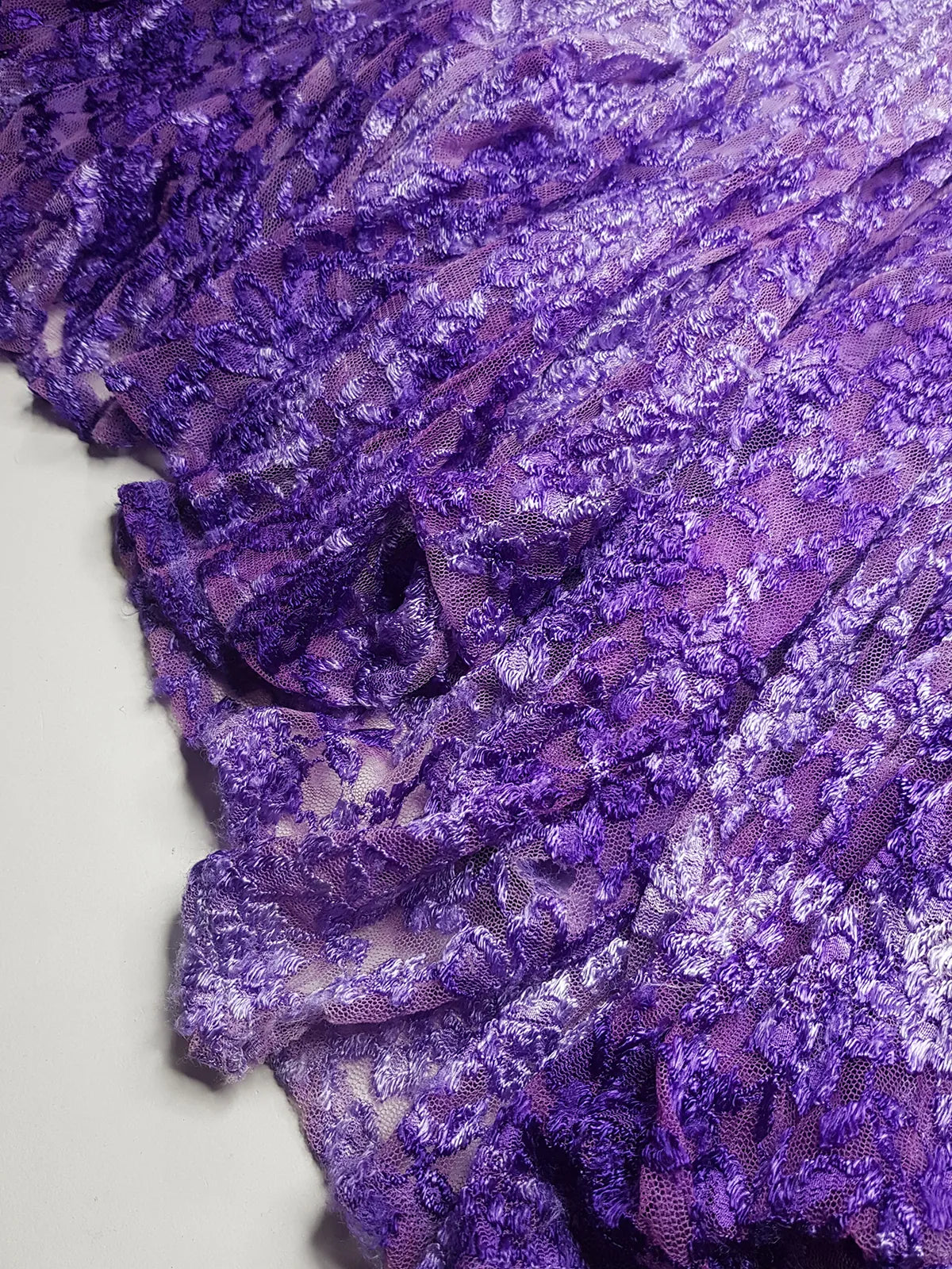 Ultra Rare 1980s Corset Style Whimsigoth Fairy Dress / Skirt in Purple Burnout Lace - Handmade & Hand Dyed - Gradient Purples Light to Dark - Mermaid Hemline