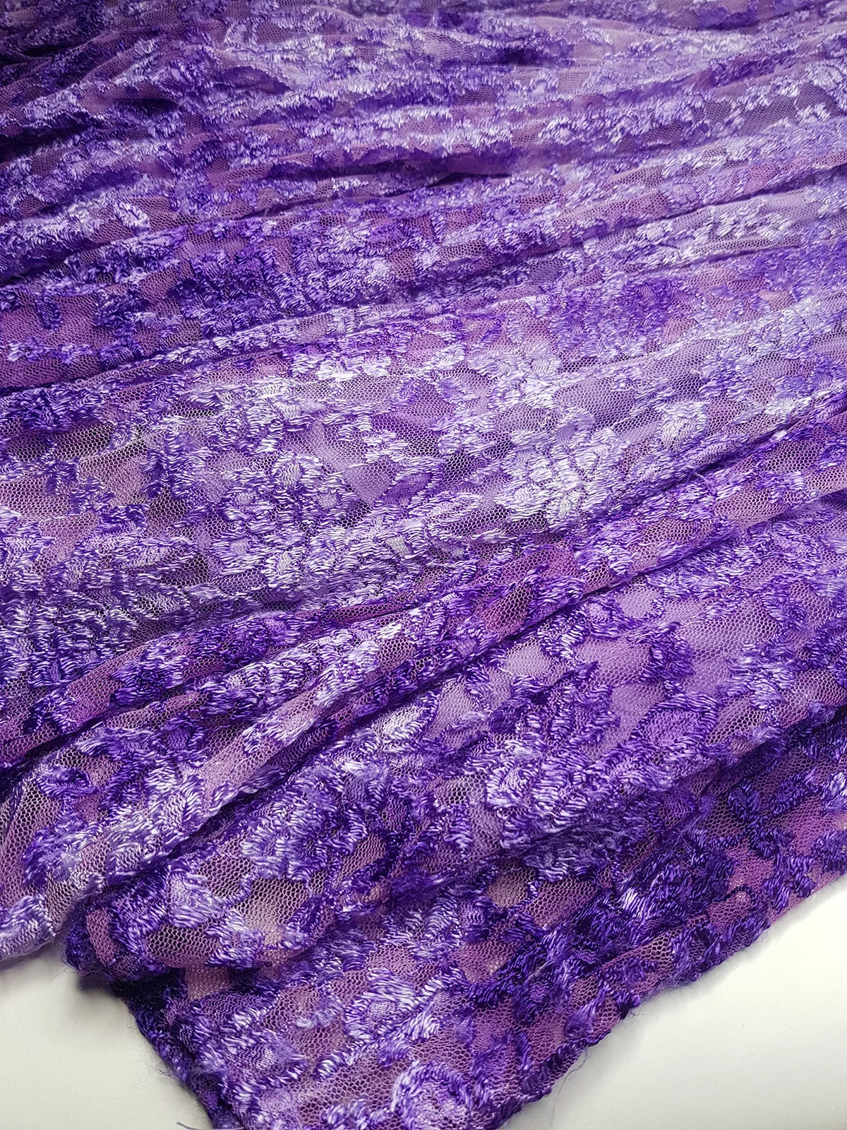 Ultra Rare 1980s Corset Style Whimsigoth Fairy Dress / Skirt in Purple Burnout Lace - Handmade & Hand Dyed - Gradient Purples Light to Dark - Mermaid Hemline