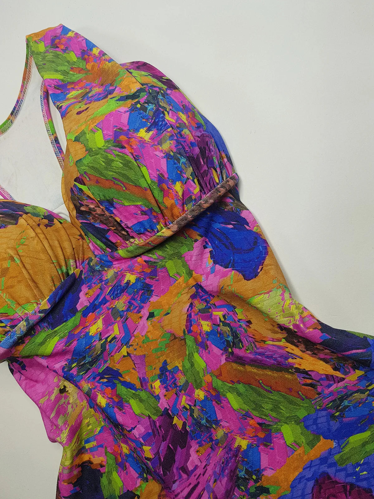 1980s Vintage Brazillian High Cut One Piece Swimsuit - Incredible Vintage Print - Figure Enhancing Cupped Bust with Gathered Fabric - Racer Back & Incredible Quality Fabric