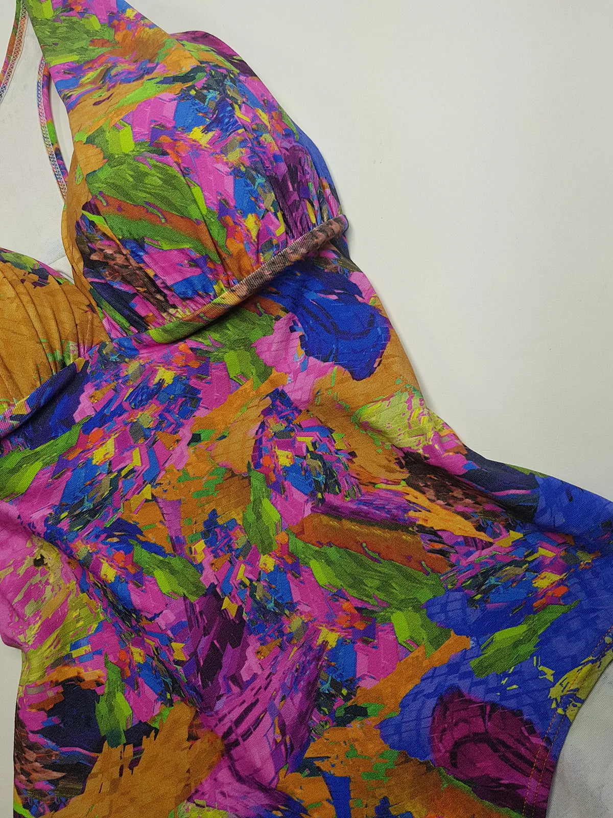 1980s Vintage Brazillian High Cut One Piece Swimsuit - Incredible Vintage Print - Figure Enhancing Cupped Bust with Gathered Fabric - Racer Back & Incredible Quality Fabric