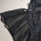 1990s Romantic Gothic Vintage Dreamy Lace & Satin High Cut Teddy - Unworn - Ties at the sides - Flouncy Skirt - Unbelievably Gorgeous in Beautiful Black Lace
