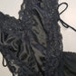 1990s Romantic Gothic Vintage Dreamy Lace & Satin High Cut Teddy - Unworn - Ties at the sides - Flouncy Skirt - Unbelievably Gorgeous in Beautiful Black Lace