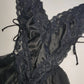 1990s Romantic Gothic Vintage Dreamy Lace & Satin High Cut Teddy - Unworn - Ties at the sides - Flouncy Skirt - Unbelievably Gorgeous in Beautiful Black Lace