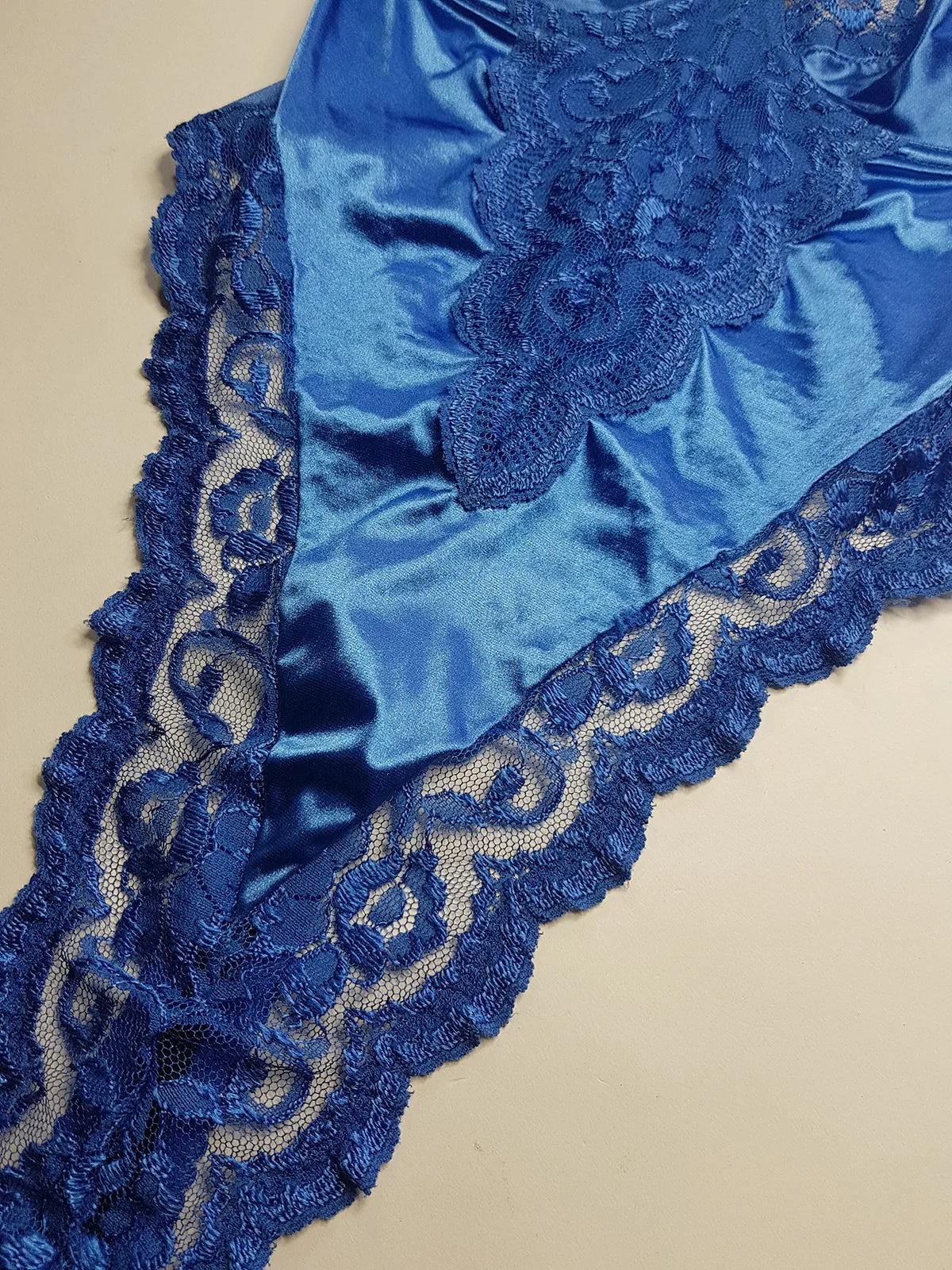 1990s Vintage Dreamy Lace & Satin High Cut Teddy Bodysuit - Unworn - Unbelievably Gorgeous in Beautiful Rich Blue