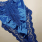 1990s Vintage Dreamy Lace & Satin High Cut Teddy Bodysuit - Unworn - Unbelievably Gorgeous in Beautiful Rich Blue