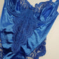 1990s Vintage Dreamy Lace & Satin High Cut Teddy Bodysuit - Unworn - Unbelievably Gorgeous in Beautiful Rich Blue