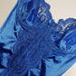 1990s Vintage Dreamy Lace & Satin High Cut Teddy Bodysuit - Unworn - Unbelievably Gorgeous in Beautiful Rich Blue