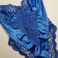 1990s Vintage Dreamy Lace & Satin High Cut Teddy Bodysuit - Unworn - Unbelievably Gorgeous in Beautiful Rich Blue