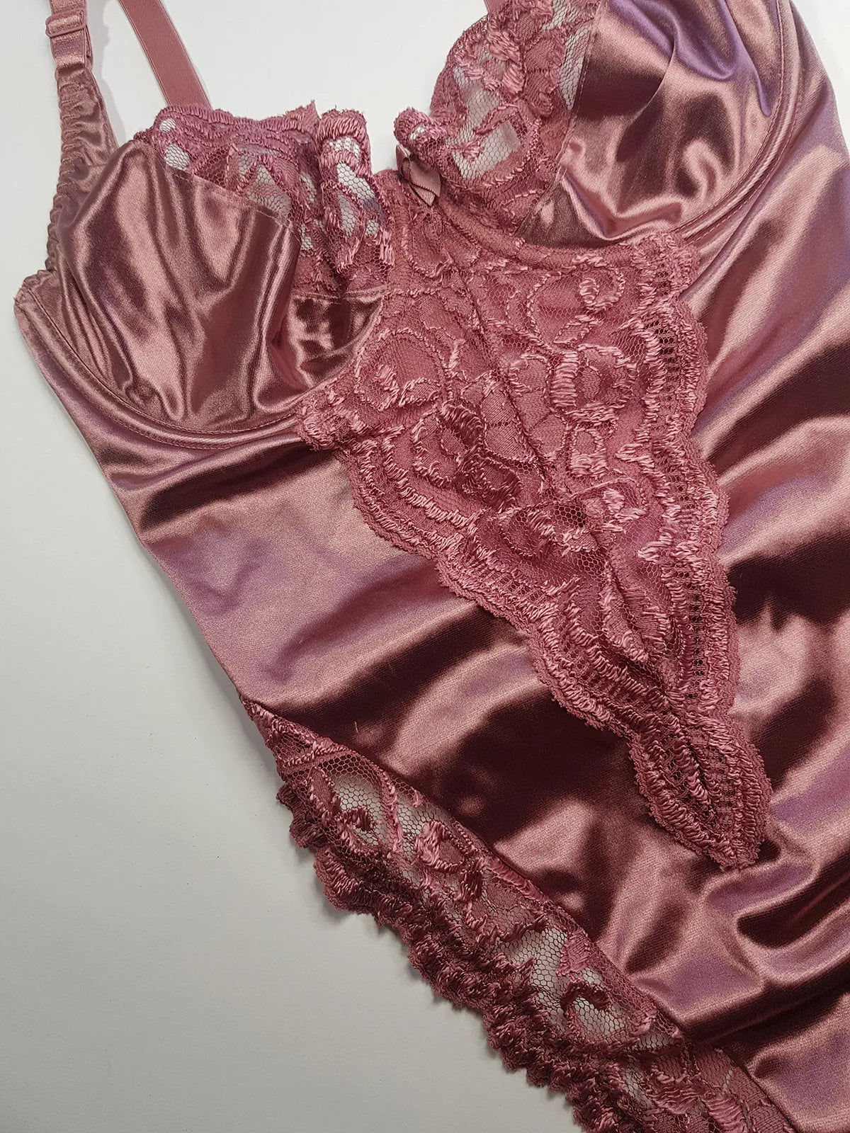 1990s Vintage Dreamy Lace & Satin High Cut Teddy Bodysuit - Unworn - Unbelievably Gorgeous in Sugary Pink