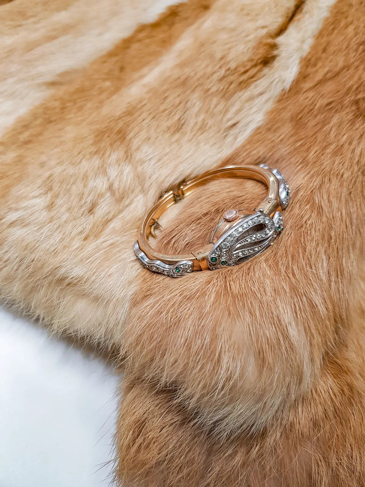 1930s Authentic Antique Snake Gold Bracelet / Watch - Unique Petite & Intricate - Snake Opens to Reveal Hidden Watch Inside