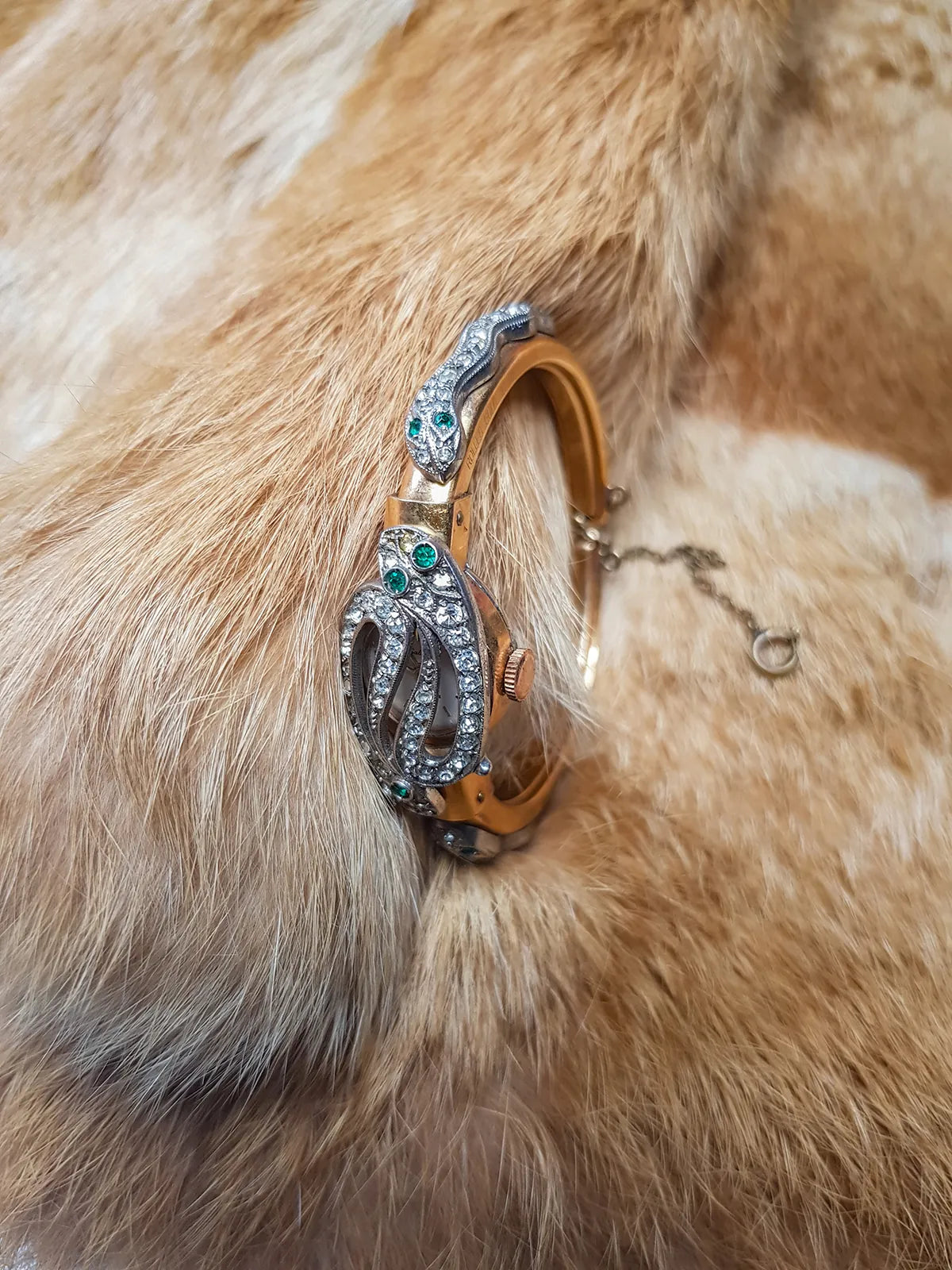 1930s Authentic Antique Snake Gold Bracelet / Watch - Unique Petite & Intricate - Snake Opens to Reveal Hidden Watch Inside