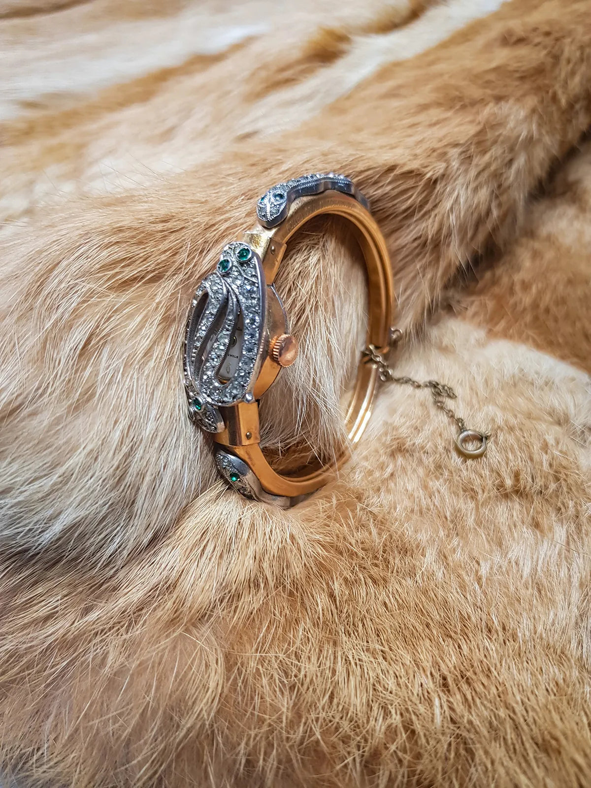 1930s Authentic Antique Snake Gold Bracelet / Watch - Unique Petite & Intricate - Snake Opens to Reveal Hidden Watch Inside