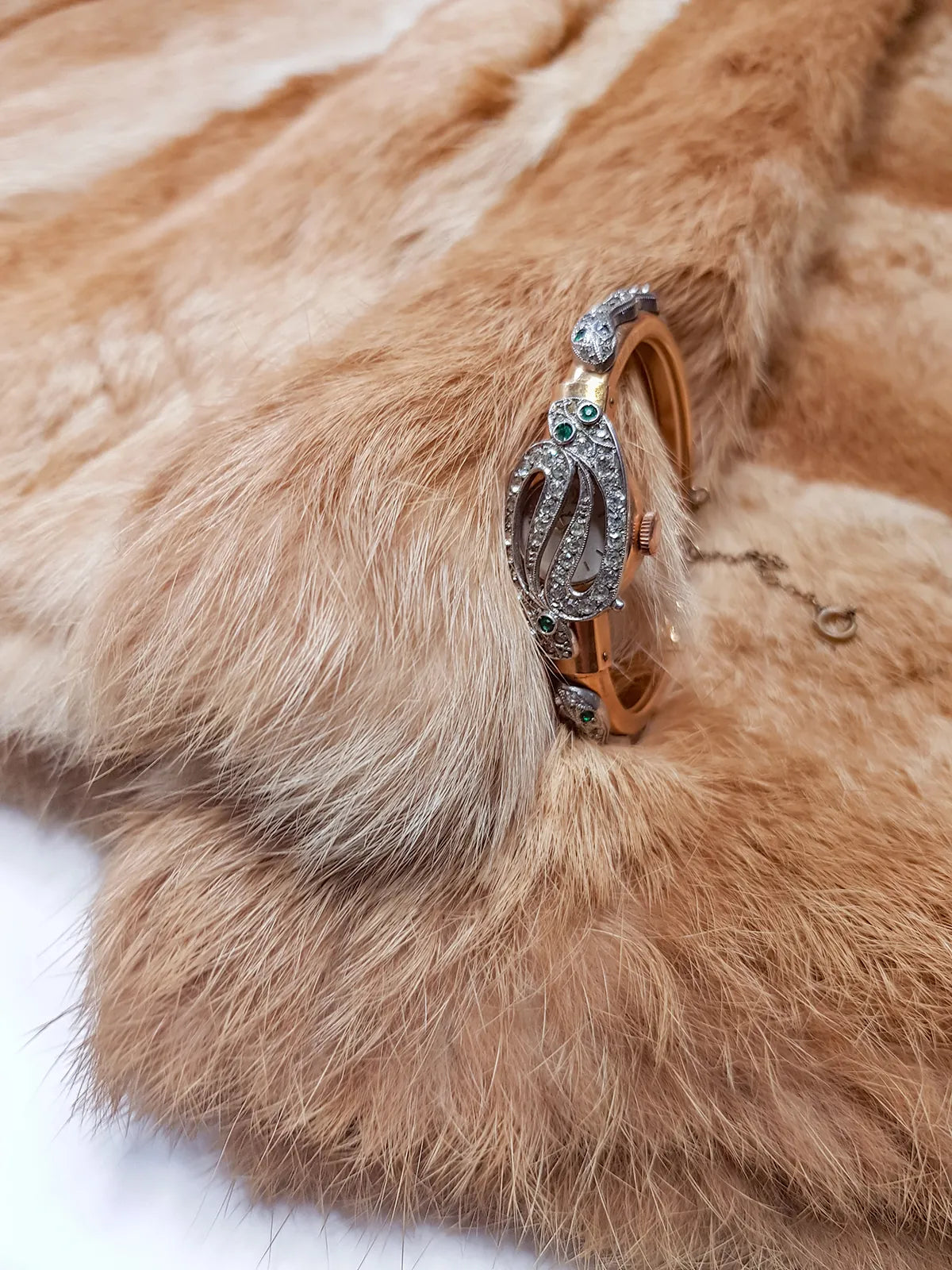 1930s Authentic Antique Snake Gold Bracelet / Watch - Unique Petite & Intricate - Snake Opens to Reveal Hidden Watch Inside