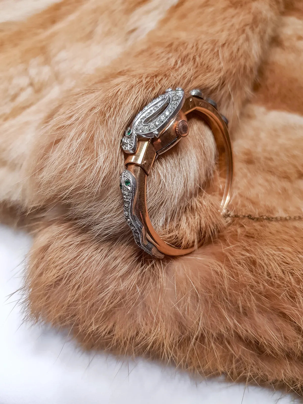 1930s Authentic Antique Snake Gold Bracelet / Watch - Unique Petite & Intricate - Snake Opens to Reveal Hidden Watch Inside