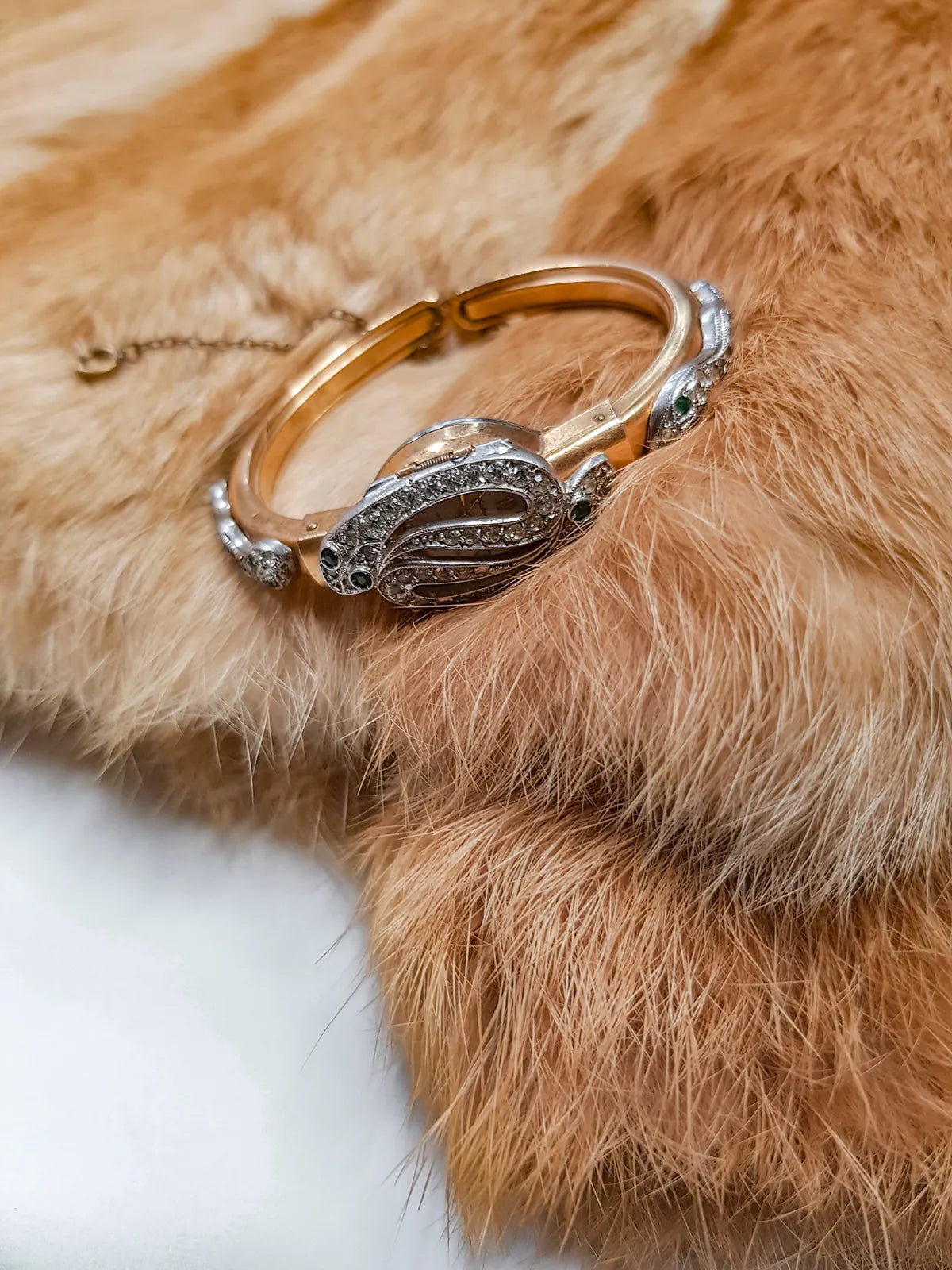 1930s Authentic Antique Snake Gold Bracelet / Watch - Unique Petite & Intricate - Snake Opens to Reveal Hidden Watch Inside