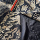Rare 90s Kenzo France Dragon Denim Coat with Japanese Asian prints in 100% cotton - Made in Italy - Vegan Fur Collar - Fully Lined- Zip Front Closure - Dark Denim Blue with Taupe Gold Prints - Worn by Celebrities