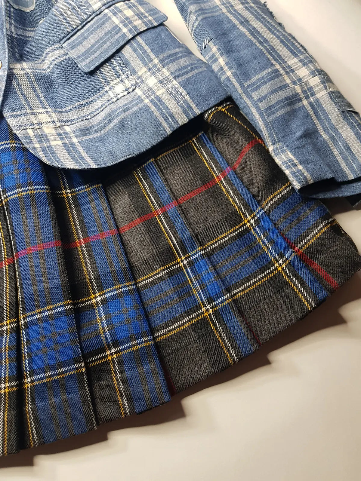 Authentic Ralph Lauren Light & Dreamy Denim Blues Summertime Patchwork Jacket - Western Cowgirl Americana Influences in Blue & White linen