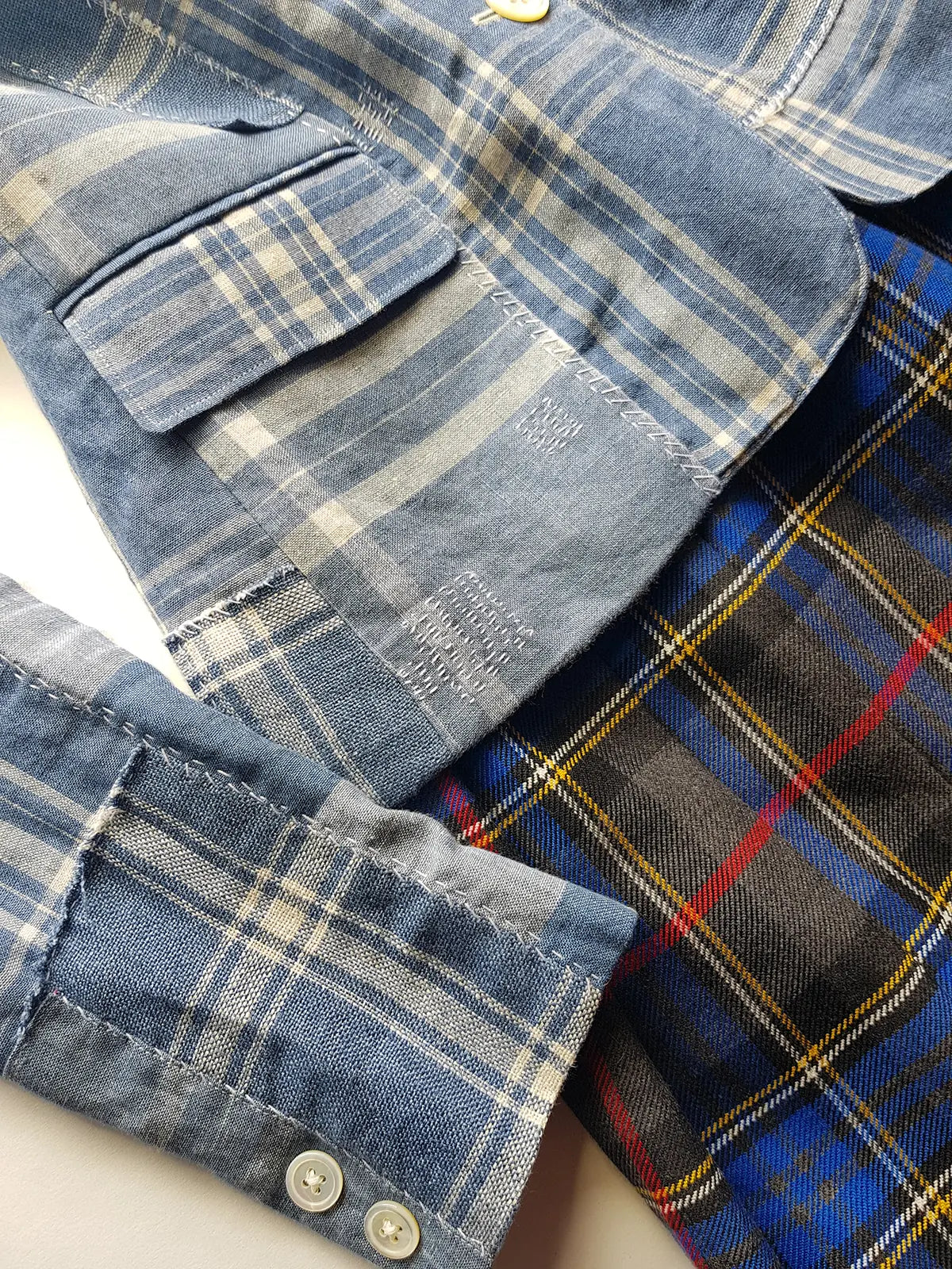 Authentic Ralph Lauren Light & Dreamy Denim Blues Summertime Patchwork Jacket - Western Cowgirl Americana Influences in Blue & White linen