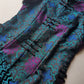 90s Vintage Oriental Brocade Rabbit Fur Trimmed Vest / Dress in Rich Blue and Purples