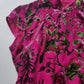 2000s Vintage Oriental Burnout Velvet Dress in Raspberry Pink & Green Florals - perfect for date night