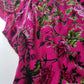 2000s Vintage Oriental Burnout Velvet Dress in Raspberry Pink & Green Florals - perfect for date night