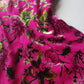2000s Vintage Oriental Burnout Velvet Dress in Raspberry Pink & Green Florals - perfect for date night