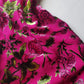 2000s Vintage Oriental Burnout Velvet Dress in Raspberry Pink & Green Florals - perfect for date night