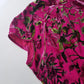 2000s Vintage Oriental Burnout Velvet Dress in Raspberry Pink & Green Florals - perfect for date night