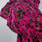 2000s Vintage Oriental Burnout Velvet Dress in Raspberry Pink & Green Florals - perfect for date night