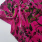 2000s Vintage Oriental Burnout Velvet Dress in Raspberry Pink & Green Florals - perfect for date night