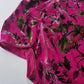 2000s Vintage Oriental Burnout Velvet Dress in Raspberry Pink & Green Florals - perfect for date night