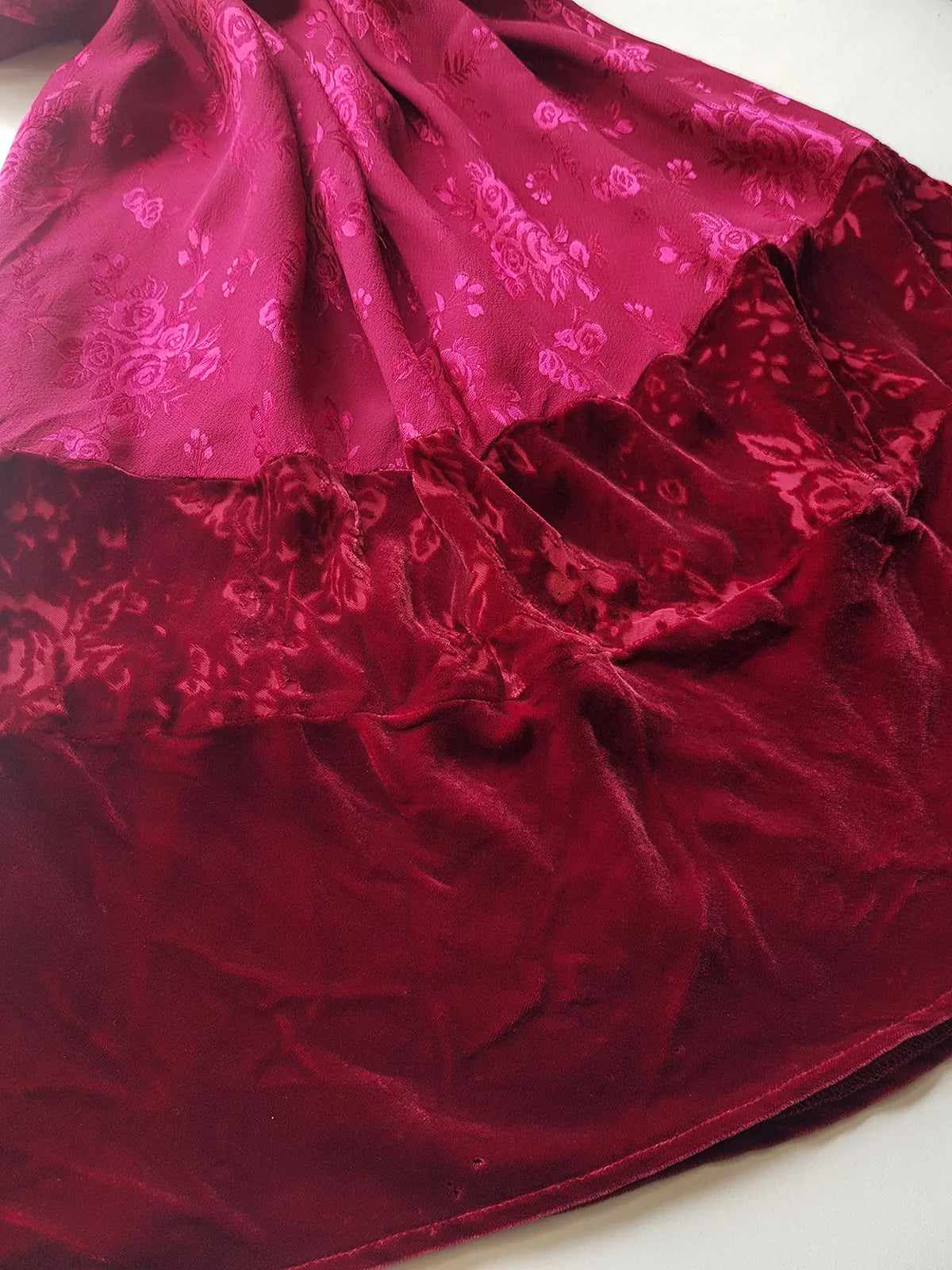 90s Vintage Monsoon Silk & Velvet Long Dress - curve hugging - Slinky & ridiculously sexy