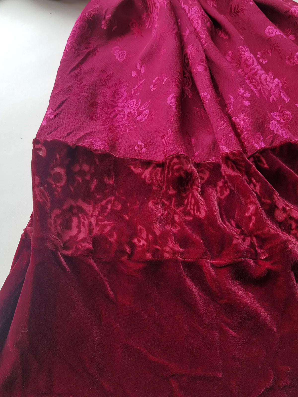 90s Vintage Monsoon Silk & Velvet Long Dress - curve hugging - Slinky & ridiculously sexy