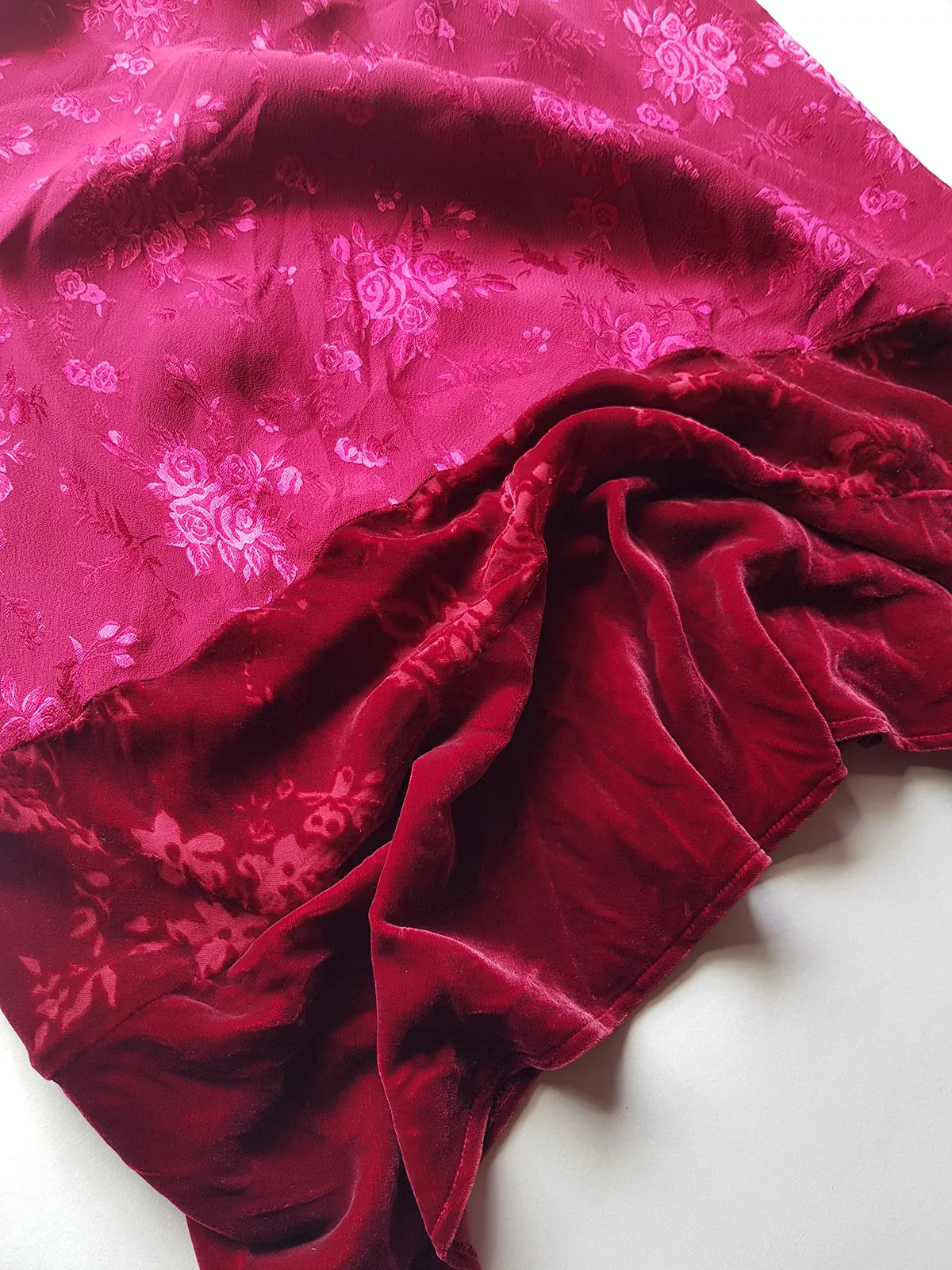 90s Vintage Monsoon Silk & Velvet Long Dress - curve hugging - Slinky & ridiculously sexy